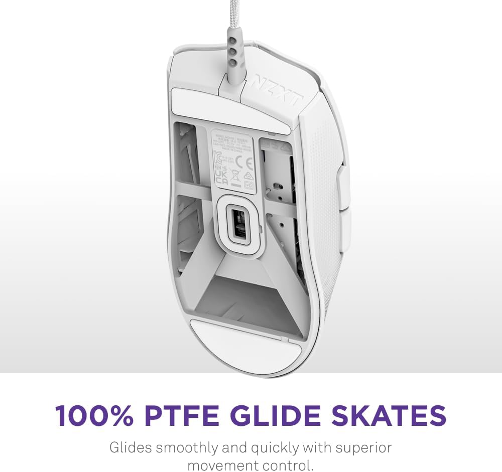 NZXT Lift 2 Ergo | Lightweight Ergonomic Wired Gaming Mouse | Lightweight 61 g Design | 8K Polling Rate | Optical Switches | 26K DPI Optical Sensor | 100% PTFE Feet | Black