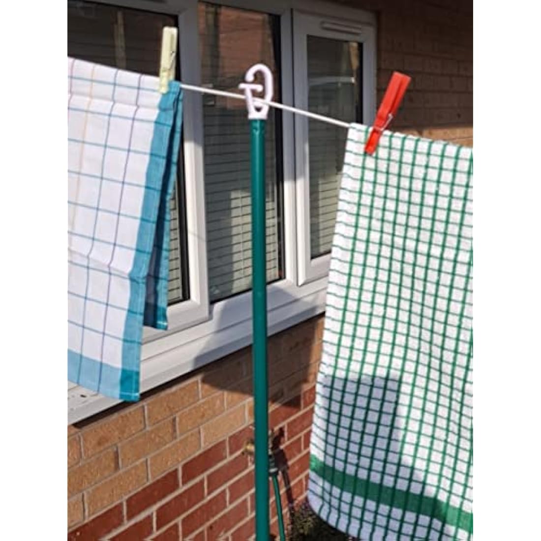2pk of Prop Galvanised Metal Garden Washing Line Normal Outdoor Extendable Pole Cloths prop Laundry Support Extending Telescopic strong Airer