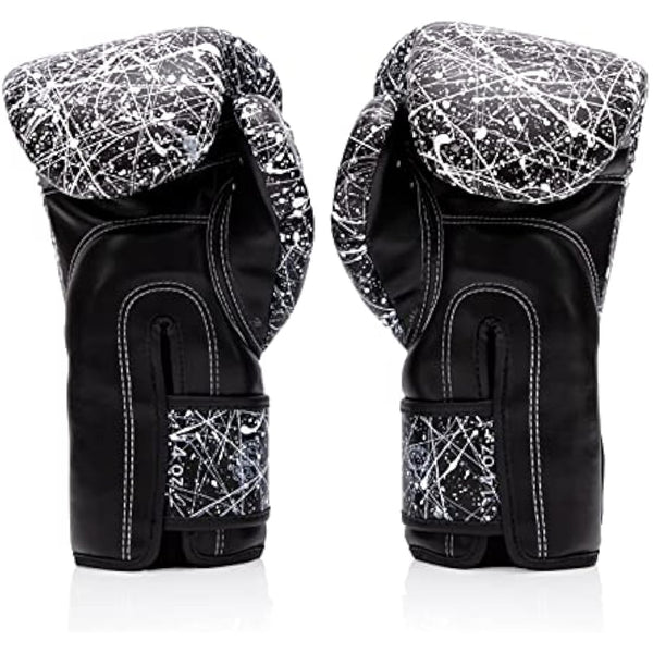 Fairtex Microfibre Boxing Gloves Muay Thai Boxing (BGV14PT - Black/White, 12 oz)