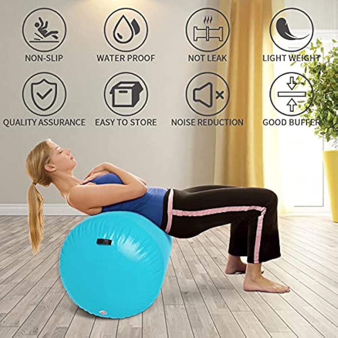 Air Roller Gymnastics Barrel Tumbling Mat Inflatable 60/75/90 CM Air Spot Tumble Track Mat Backbend Trainer with Electric Air Pump for Training/Yoga/Backflip/Home Use