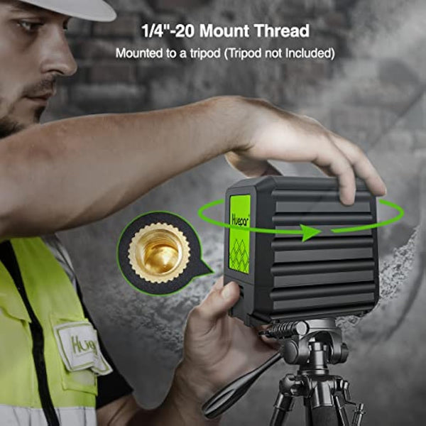 Huepar Self-Leveling Green Beam Cross Line Laser Level - Vertical and Horizontal, 100ft Alignment Tool for Picture Hanging and DIY, Battery Included-B011G