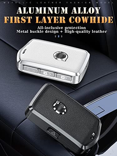 HIBEYO Key Case Fits for Volvo Smart Car Key Case Protective Cover Compatible with Volvo XC60 XC70 XC90 C30 S60 S80 S90 V60 V70 V90 key rings Key Box Leather Key Fob Accessories Side Buttons-