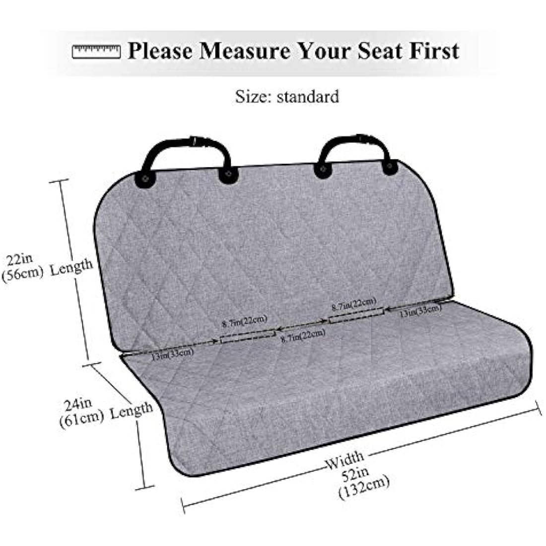 VIVAGLORY Dog Seat Covers, Dog Backseat Cover Pet Bench Protectors with Anti-Slip Backing, Back Seats Cover Rear Seat Covers Car Seat Cover for Dogs, Heather Black, S