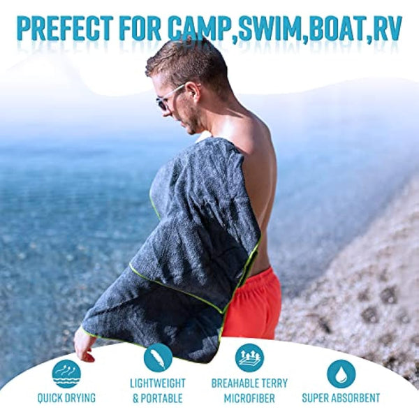 4Monster 6 Pack Microfibre Gym Towel with Accessory Bag, Quick Dry Travel Towel Super Lightweight, Ultra Absorbent for Sports Yoga Swimming Hiking Bath and Pool (6Pack, Army Green)