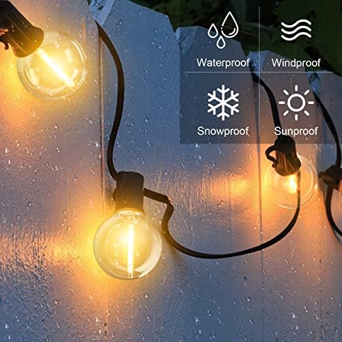 GLUROO Outdoor LED String Lights Mains Powered 45.7M/150FT,Garden Festoon Lights with 75+2 G40 Plastic Bulbs,Waterproof Connectable Hanging Lights for Patio,Porch,Christmas Party