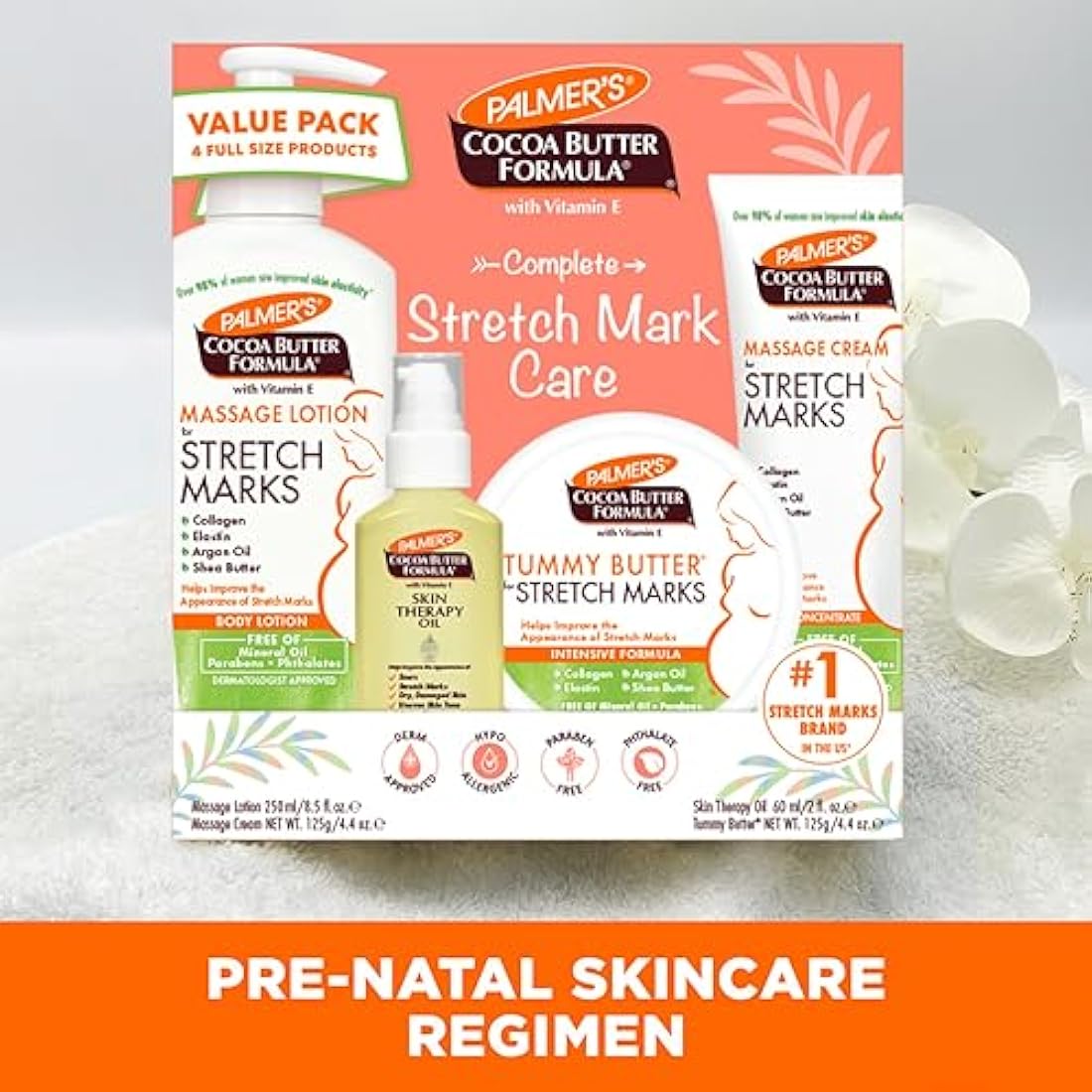 Palmer's Cocoa Butter Complete Stretch Mark Care Kit | Massage Lotion | Massage Cream | Tummy Butter | Plus Bonus Free Skin Therapy Oil for Body