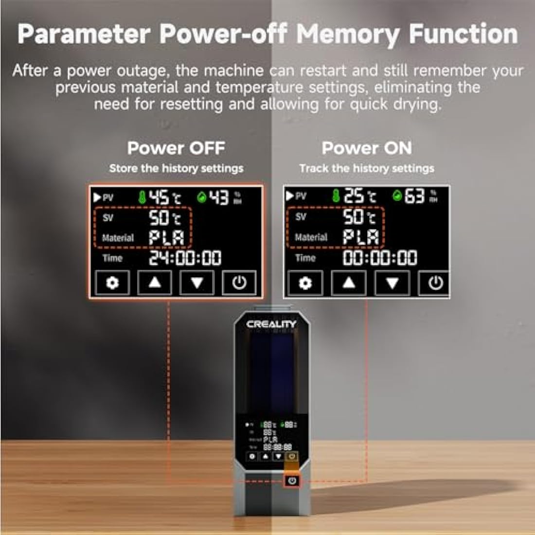 Creality Official Space PI Filament Dryer, 3D Printer Filament Dryer Box with 360° Heating, Upgraded Filament Dehydrator Storage Box Support PLA ABS PETG TPU 1KG 1.75/2.85mm