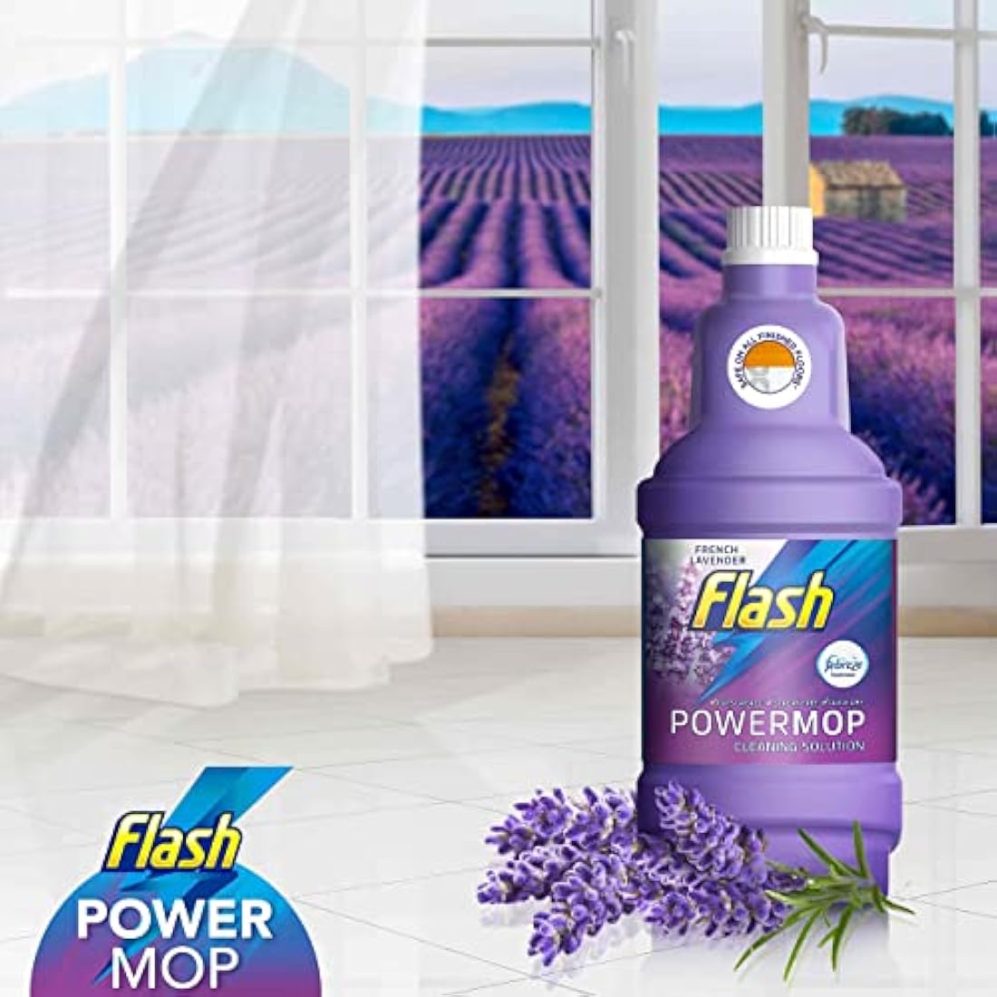 Flash Power Spray Mop Floor Cleaner Multi-Surface Cleaning Liquid Lavender 5L (1.25Lx4)