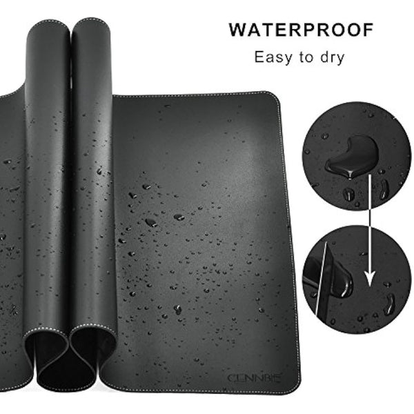 CENNBIE Leather Desk Mat,100X50cm Extra Large Desk Pad Blotter Protector, Extended Non-Slip Mouse Pad, Waterproof PU Leather Desk Mat on top of desks Large for Office and Home (Black)