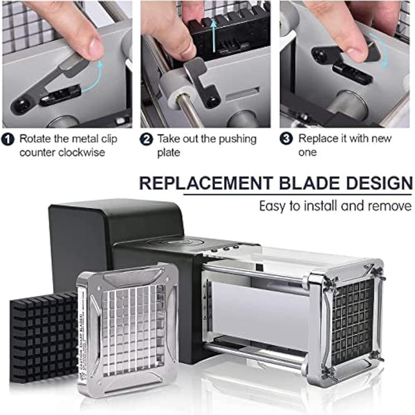 Electric French Fry Cutter, Sopito Professional Electric Potato Chip Cutter Stainless Steel Potato Chipper with 1/2 Inch Blade, Great for Carrots Cucumbers