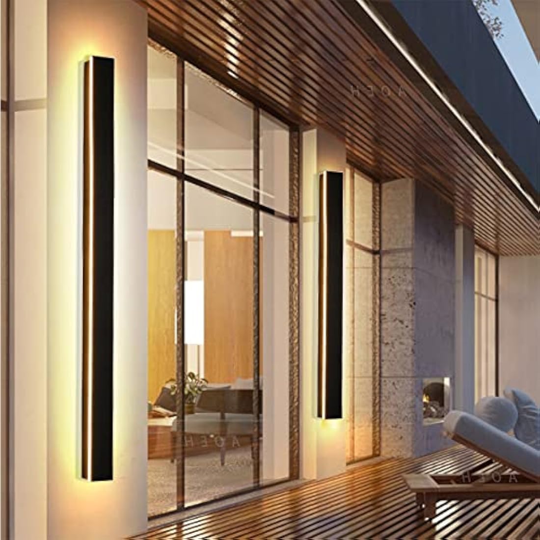 Outdoor Wall Lights LED Black Long Wall Sconce Ip65 Waterproof Outside Lights Rectangular Wall Lighting 3000k 25W Aluminum Exterior/Indoor Wall Light For Garden Villa Porch Terraces Garage,80cm*1