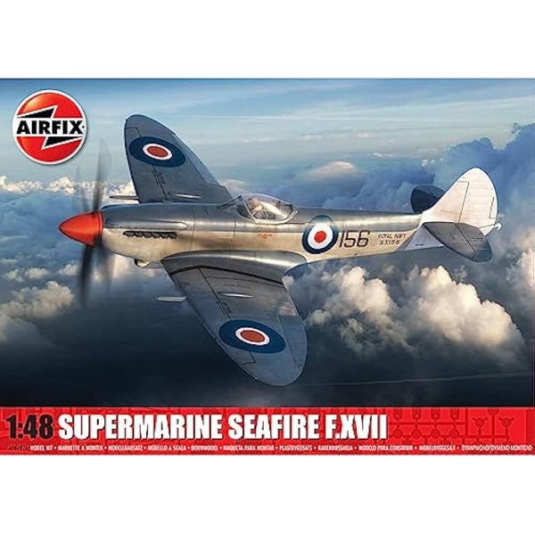 Airfix Model Set - A06102A Supermarine Seafire F.XVII Model Building Kit - Plastic Model Plane Kits for Adults & Children 8+, Set Includes Sprues & Decals -1:48 Scale Model