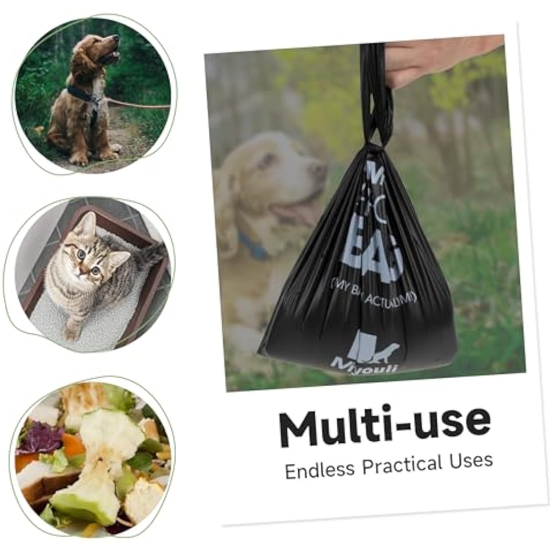 300 Counts Extra Thick Black Biodegradable Pet Poop Waste Bags With Handles for Dogs, Ocean Wind-Scented