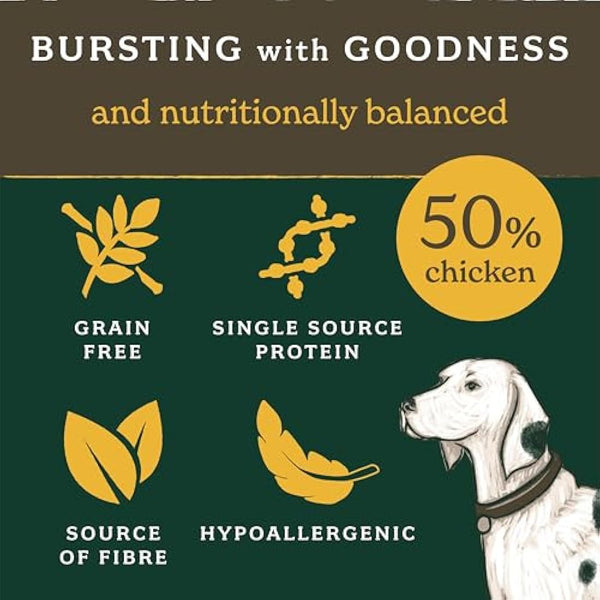 Forthglade Dry Dog Food, Lightly Baked, (6kg Resealable Bag), Adult Dogs, Chicken with Sweet Potato, Grain Free Dog Food with 50% Single Source Protein, Complete & Balanced Hypoallergenic Dog Food