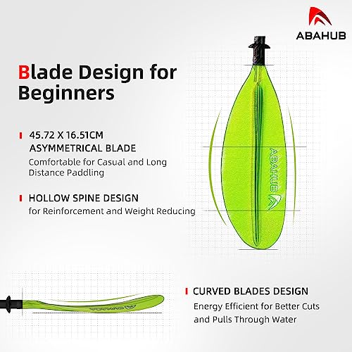 Abahub Kayak Paddle Adjustable 220 cm to 240 cm Aluminium Double Paddle with Paddle Leash for Kayaking Aluminium Alloy Shaft Plastic Blades