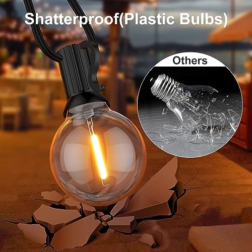 GPATIO 150FT Garden Lights Mains Powered, 75+2 Pcs Warm White Plastic Light Bulbs Festoon Lights, G40 Outdoor String Lights Waterproof for Party, Wedding, Holiday Decoration etc.