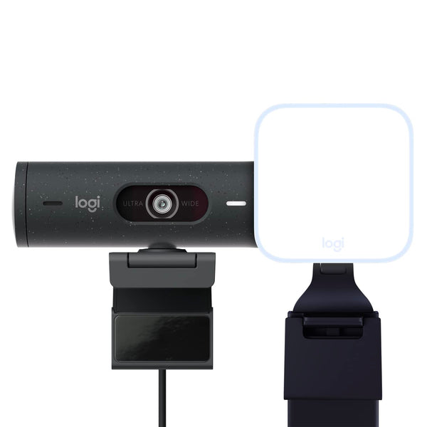 Logitech Brio 500 Full HD Webcam with Auto Light Correction, show Mode, Dual Noise Reduction Mics, Webcam Privacy Cover, Works with Microsoft Teams, Google Meet, Zoom, USB-C Cable, Streaming - White
