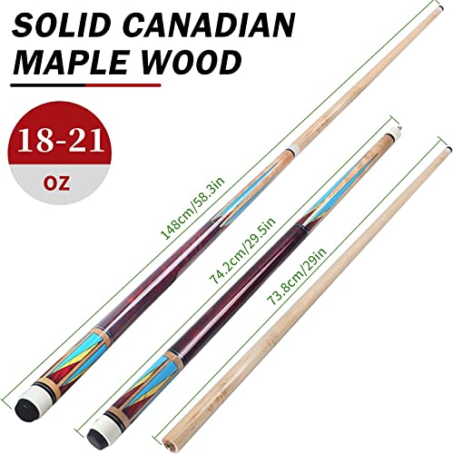 Aklot Pool Cue,Pool Cues Set of 4 Pool 58" Cue Sticks Pool Cues Adult Canadian Maple Wood Cue Stick Pool Cues Adult 18 19 20 21 oz