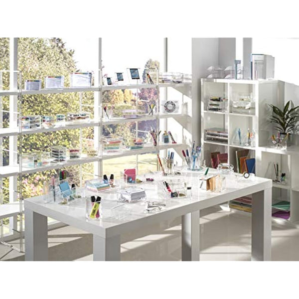 OSCO Clear Acrylic Index Box | Small | A to Z Divider Tabs | 100 Lined Note Sheets Included (5" X 3") | Ruled Revision Flash Cards | Recipe Notes | Contacts Filing | Fits 127 x 76 mm