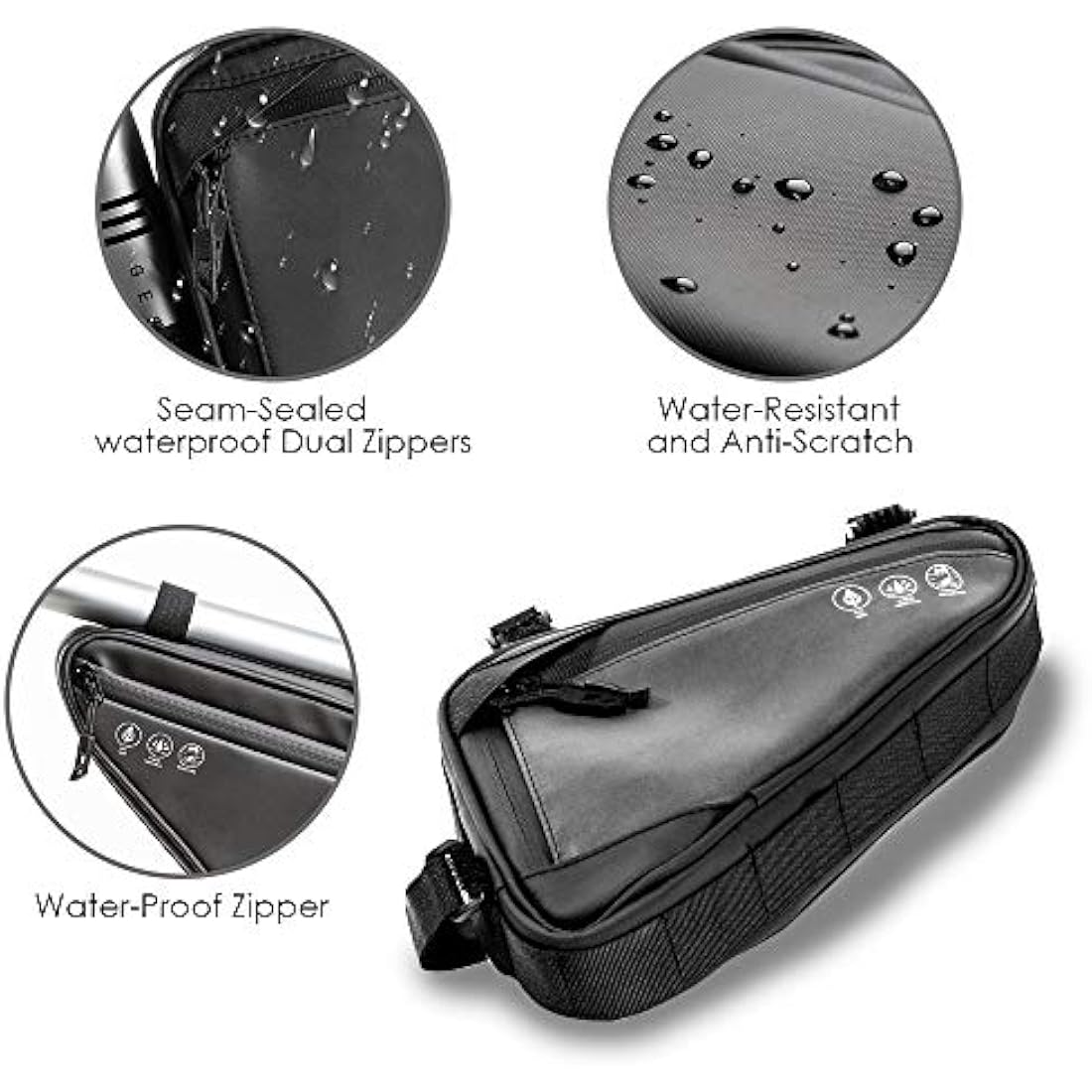 Eyein Bike Triangle Frame Bag, Cycling Waterproof Front Handlebar Bag Strap-On Saddle Pouch Storage Tube Bag with Reflective Stripe for Phone Cash, Repair Tool, Mini Pump Outdoor Sports Riding