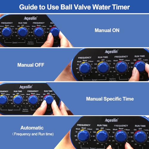Aqualin Hose Water Timer Garden Irrigation System Controller Electronic Watering Computer with Two Outlets Color Blue