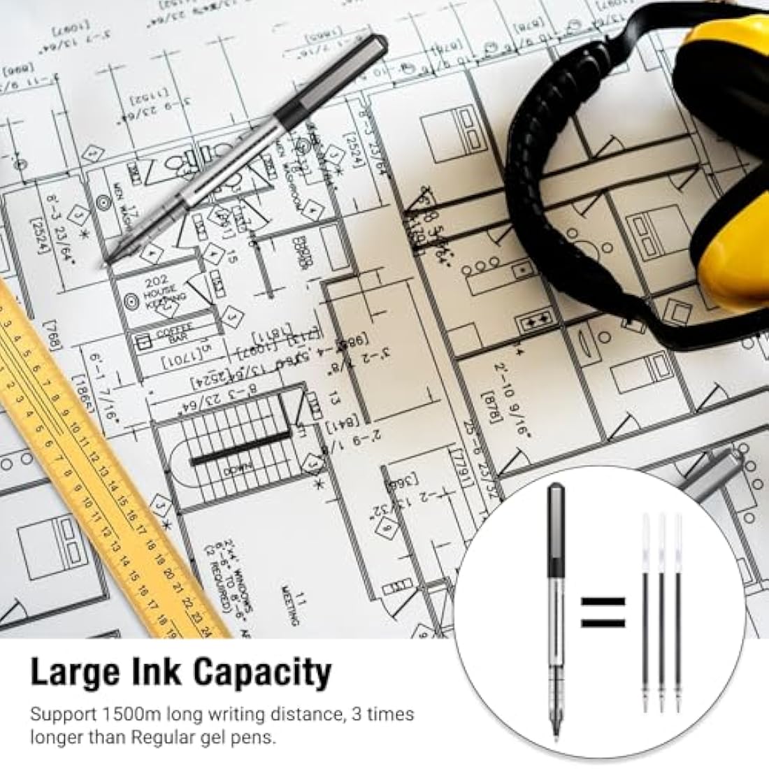 AKARUED Rollerball Pens 16 Pack Black Gel Pens, 0.5mm Liquid Ink Quick-Drying Ballpoint Pens Writing Pens for Bullet Journal, Notebook. School & Office Supplies for Students Adults