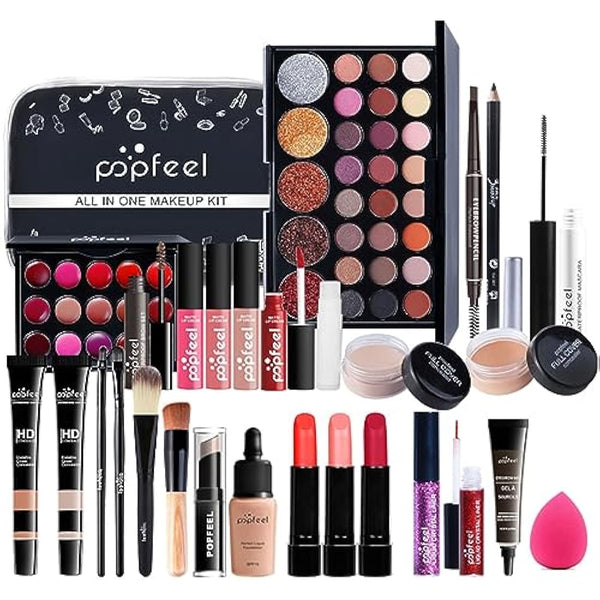 FantasyDay All-in-one Makeup Set Gift Surprise | Full Makeup Kit for Women Cosmetic Essential Starter Bundle Include Eyeshadow Palette Lipstick Blush Foundation Concealer Face Powder Lipgloss Brush