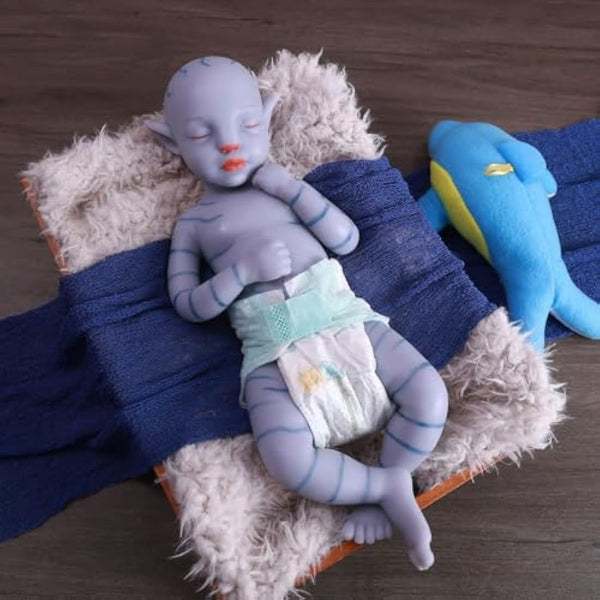 Farious 46cm Full Silicone Reborn Baby Doll Blue Avatar Silicone Baby Doll Looks Real Baby Doll (Girl)