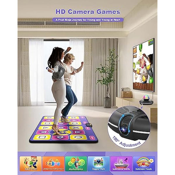 Acelufly Flannel Dance Mat for TV with Camera, Double Dance Mat with Wireless Controller, Non-Slip Dance Pad for Kids Adults, Gifts for Girls Boys