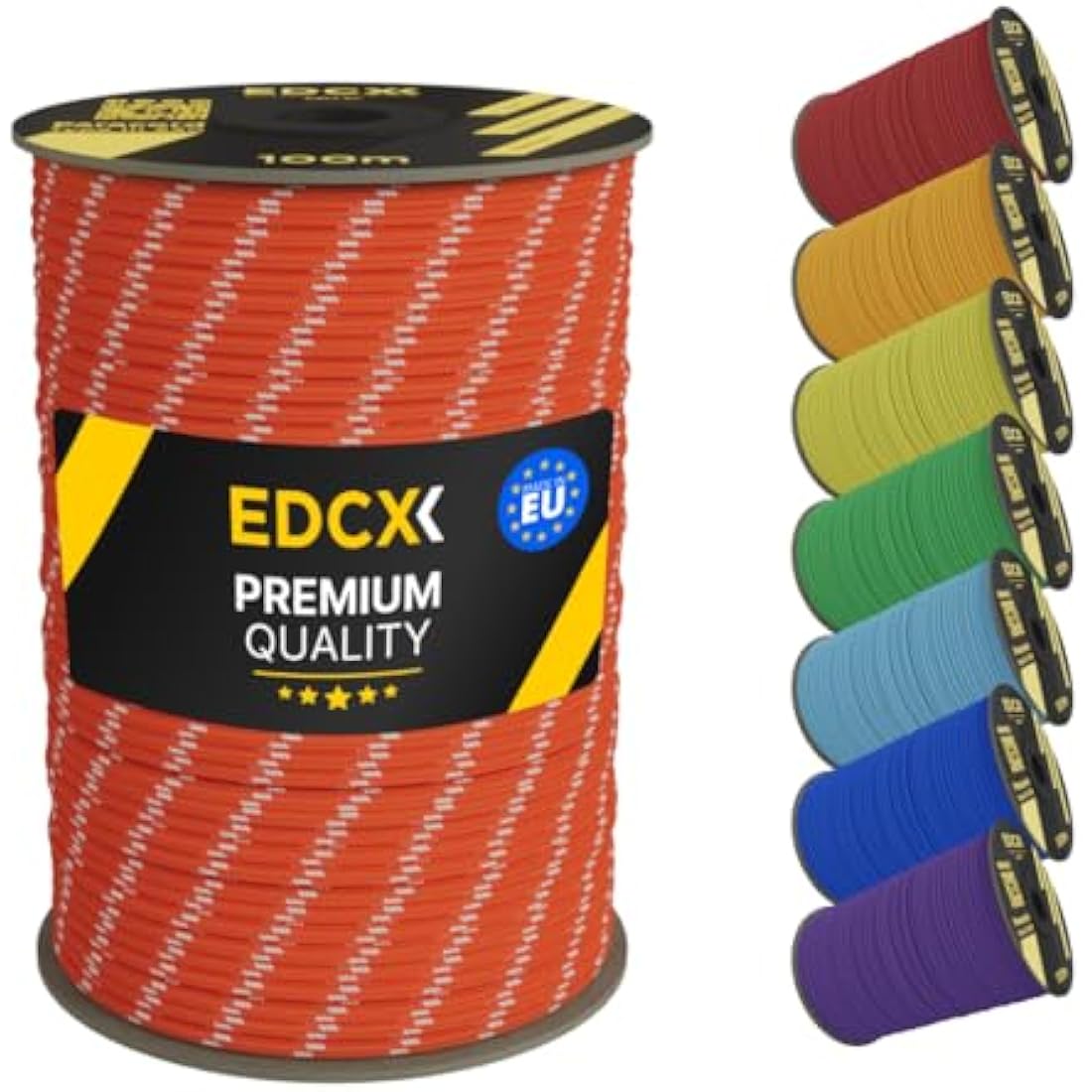 EdcX 4mm Rope 550 - Type III, 100% Rope, 7 Strand Rope, 4mm Rope in Solid Colors