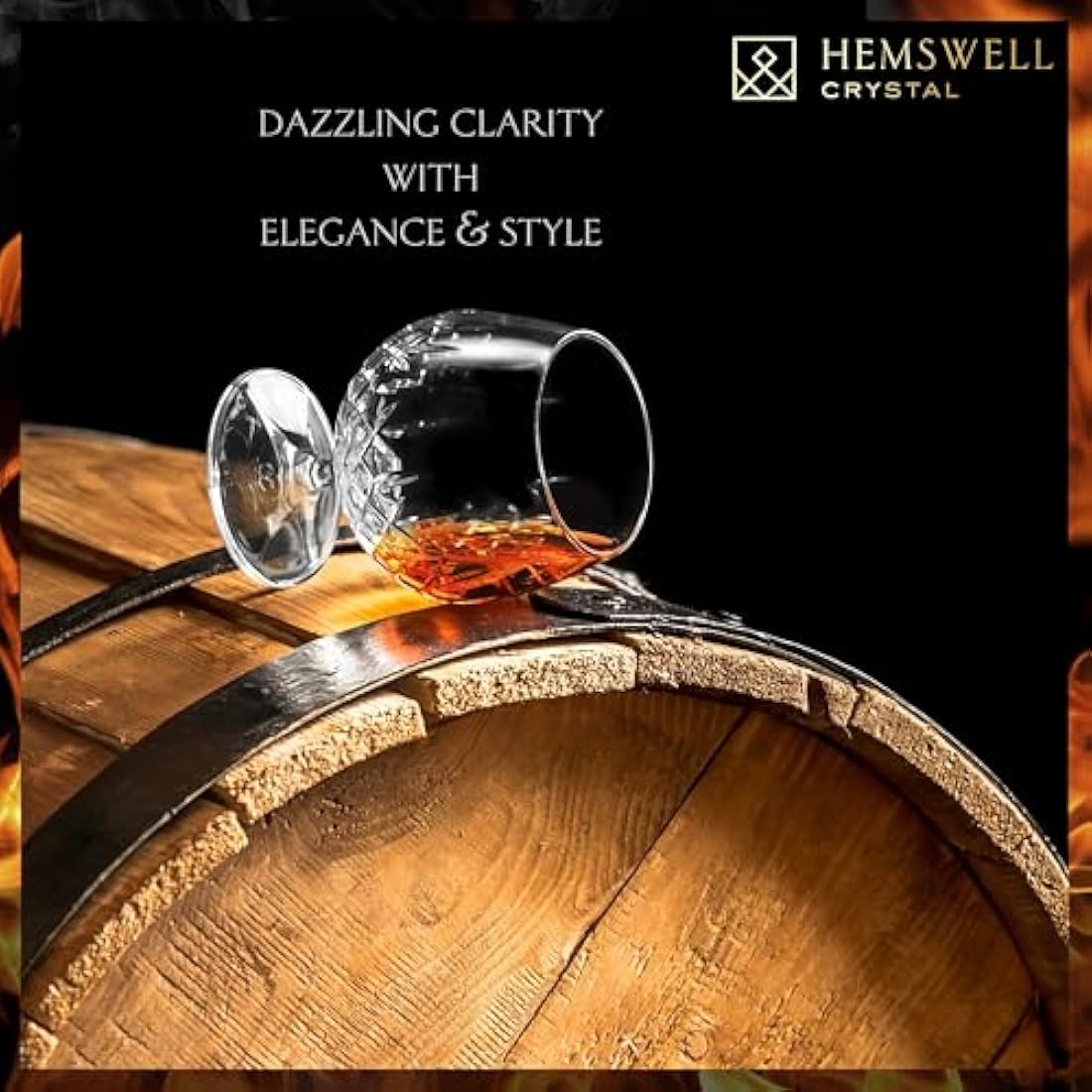 Hemswell Crystal Single Brandy Glass - Goblet Cut Crystal Brandy Glasses with Presentation Box - Snifter for Cognac 250ml European - Wicklow