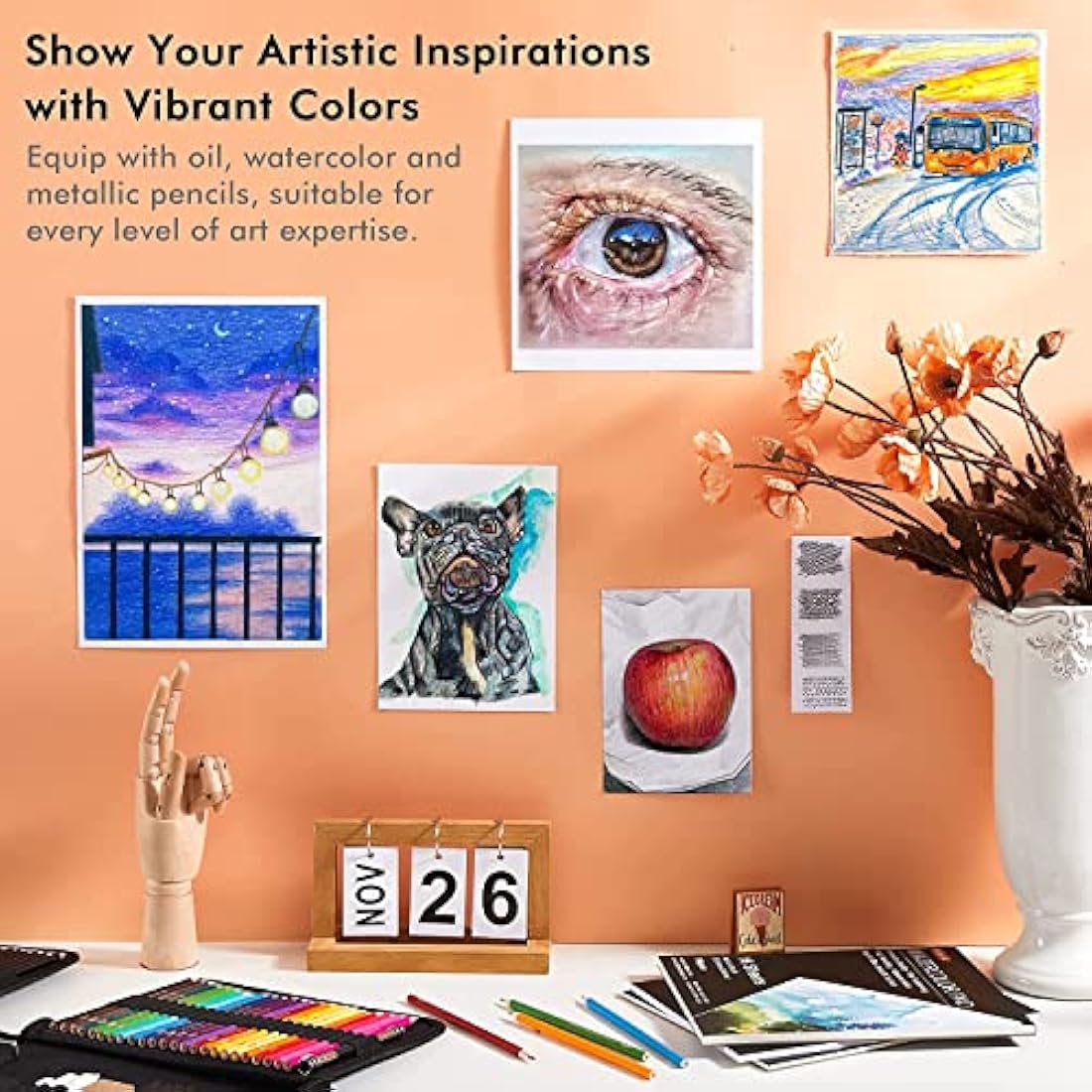 Shuttle Art 103 Pack Sketching and Drawing Set, Sketch Books, Graphite and Colouring Pencils in Sturdy Zipper Case, Art Supplies for Artists, Beginners, Adults