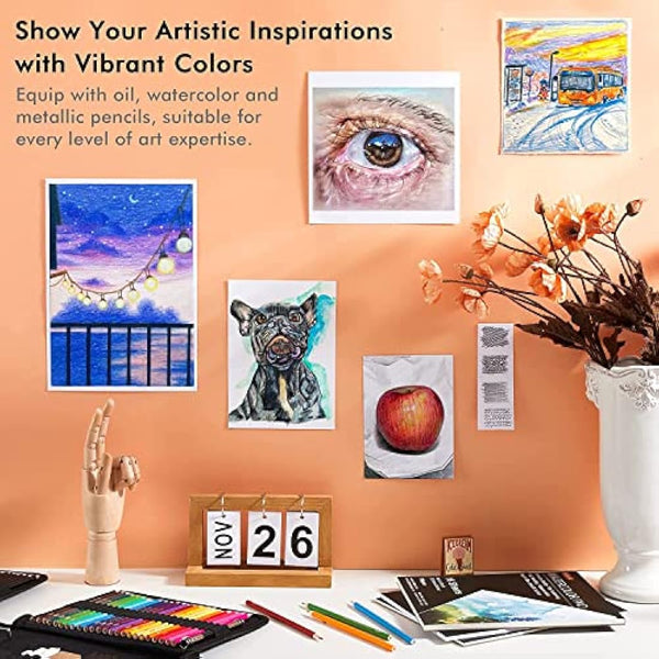 Shuttle Art 103 Pack Sketching and Drawing Set, Sketch Books, Graphite and Colouring Pencils in Sturdy Zipper Case, Art Supplies for Artists, Beginners, Adults