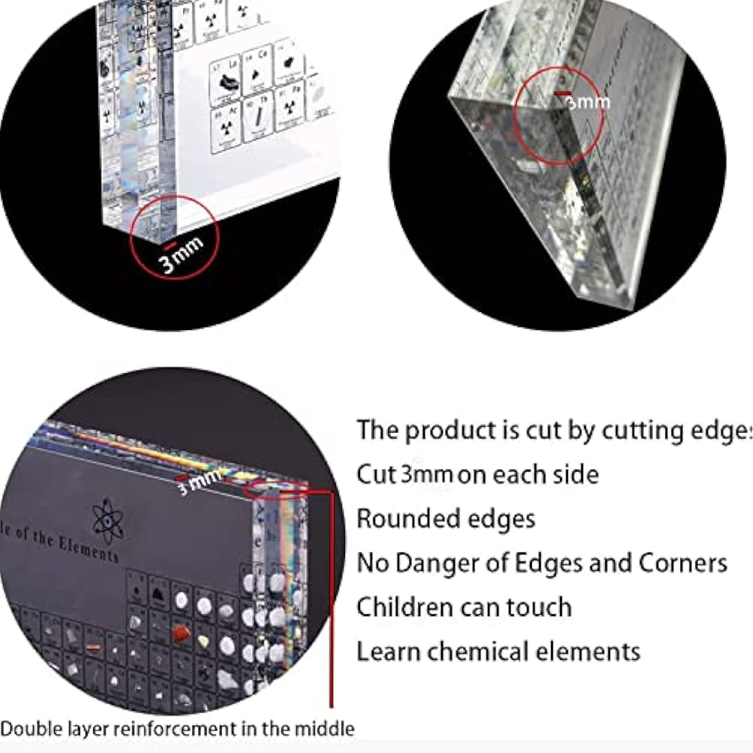 Acrylic Periodic Table Display with Real Elements, Chemical Elements Display,Periodic Table of Elements,Teaching School Day Birthday Gifts