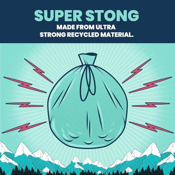 BEAST BIN BAGS, Mega Pack, 20 Rolls of 10 x 50 Litre Bags (Total 200 Bags) - Made From 100% Recycled LLDPE - Incredibly Strong Drawstring Swing Blue Bin Bags