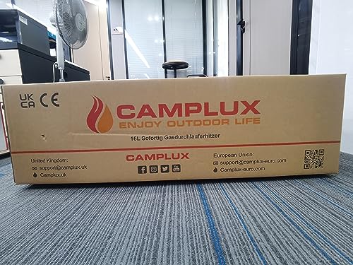 CAMPLUX Gas Water Heater 20 litres, Instant LPG Water Heater for Garden Shower, RV, Tiny House, ECO/Full Mode, BW Series BW528B