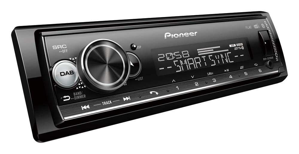 PIONEER 1-DIN receiver with Bluetooth, Red/White illumination, USB/3.5mm Jack, Spotify, Pioneer Smart Sync App and compatible with Apple and Android devices, Red/Black, MVH-S420BT