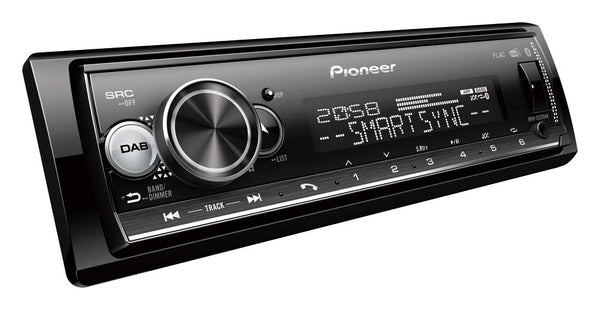 PIONEER 1-DIN receiver with Bluetooth, Red/White illumination, USB/3.5mm Jack, Spotify, Pioneer Smart Sync App and compatible with Apple and Android devices, Red/Black, MVH-S420BT