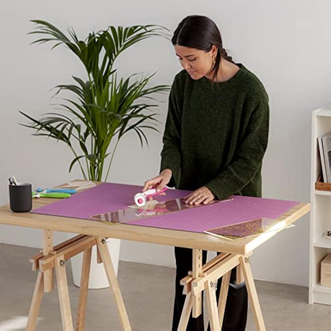 Elan A1 Cutting Mat Pink and Purple, 5-Ply Hobby Board for Crafts 90X60 CM, Large Self Healing Cutting Mat A1, Large Craft Board for Sewing