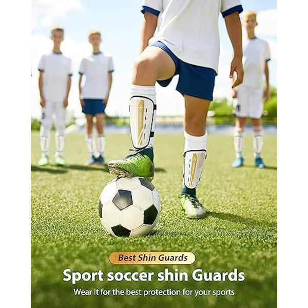 AirsFish Shin Pads Boys CE Certified Kids Football Shin Guards Breathable Non Slip Extended Adjustable Straps Lightweight Soccer Shin Pads for Boys Girls Teens Leg Calf Protective