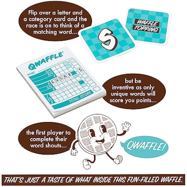 Ideal | Qwaffle: The tasty game of words and letters | Family Word Games | 2+ Players | Ages 8+
