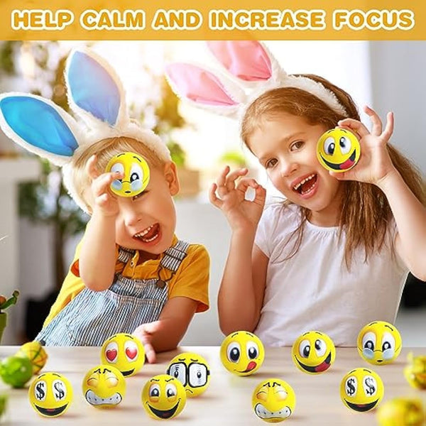 Ainiv Funny Face Squeeze Stress Balls, 20pcs Stress Relief Ball, Sensory Stress Ball for Kids and Adults, Hand Exercise Stress Relief Balls, Squeeze Toys for Anxiety, Fidget, Tension, Manage Anger