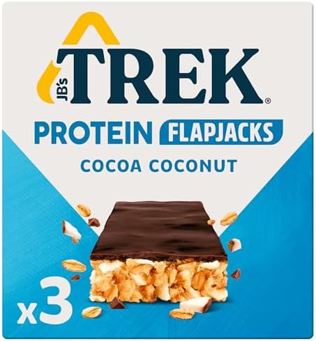 JB's TREK High Protein Flapjack Cocoa Coconut - Gluten Free - Plant Based - Vegan Snack - 50 g x 36 bars