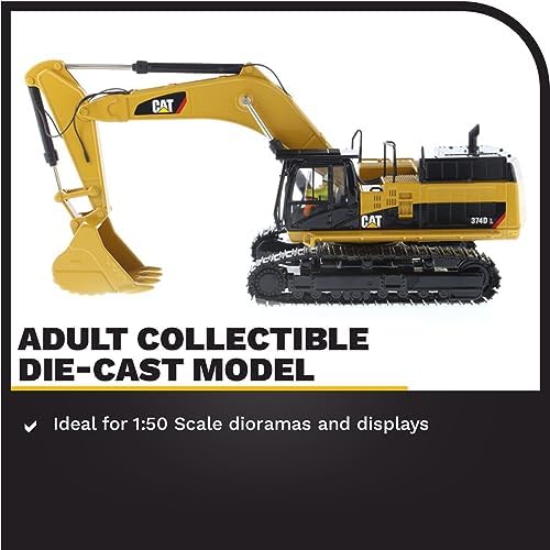 Diecast Masters 1:50 Caterpillar 374D L Excavator | High Line Series Cat Trucks & Construction Equipment | 1:50 Scale Model Diecast Collectible Model 85274