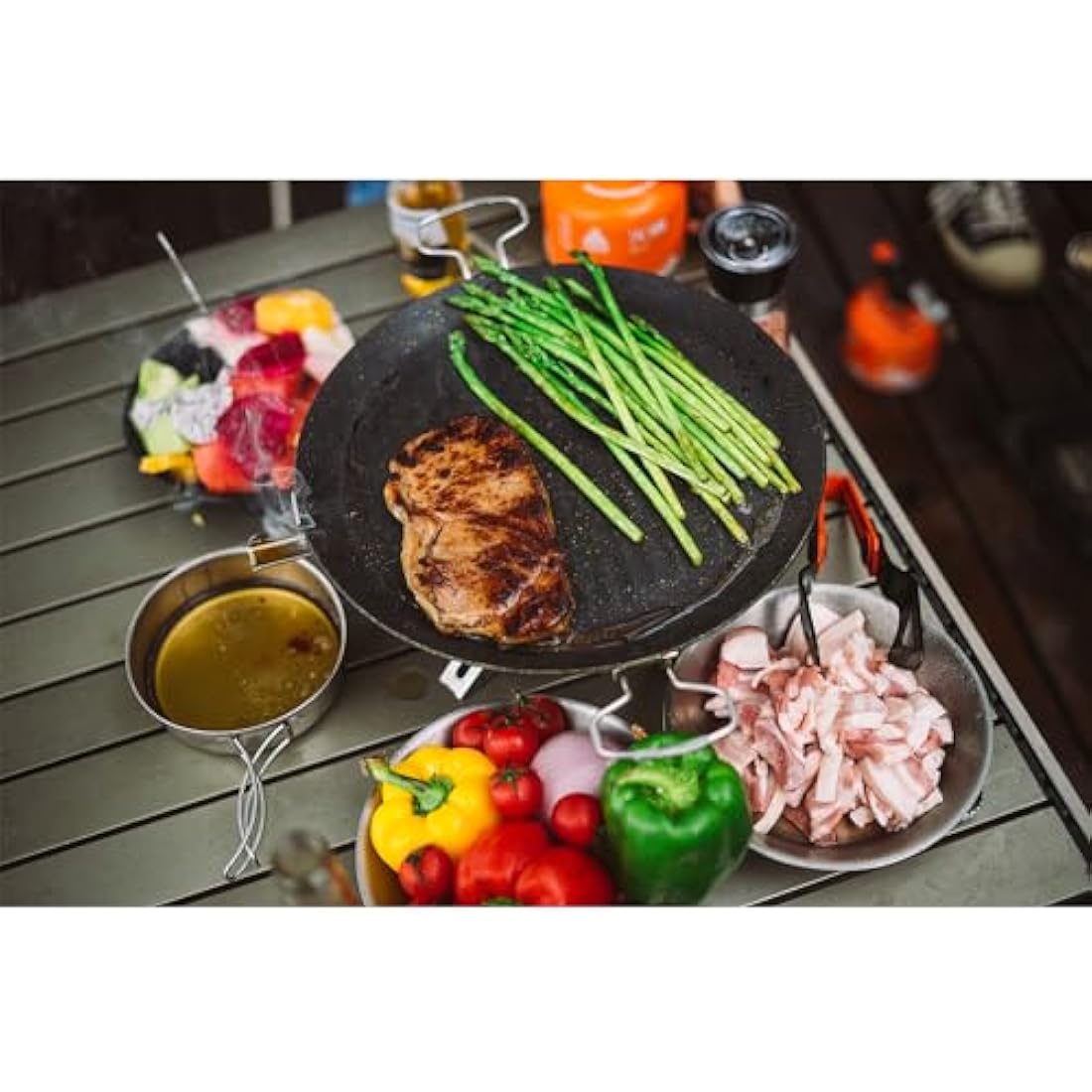 Fire-Maple Camping Griddle Plate | Nonstick Outdoor Portable Grill Pan for Stovetop | BBQ Gas Griddle Pan for Camping Stove Ridged Surfaces 31 X 31cm