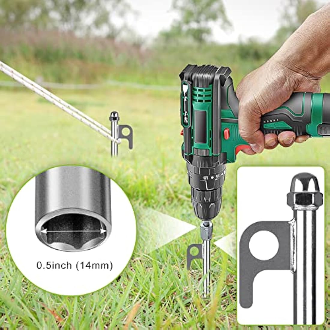 Lifeswell 12 Inch Ground Anchors, 8 Pcs Heavy Duty Tent Stakes, Easy to Install and Reusable, for Camping Tents, Trampolines, Sheds, Swing Sets, Securing Animals