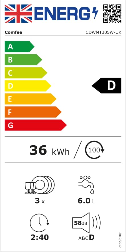 COMFEE' Table Top Dishwasher with 6 Place Settings, Mini Countertop Dishwasher for Small Families, Couples, LED display, Delay Start, 47dB Quiet Noise, White