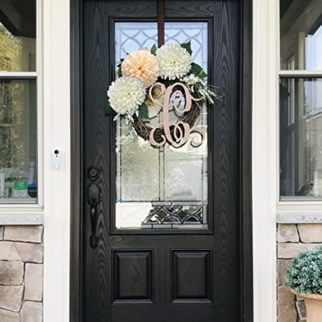 6'' Large Artificial Chrysanthemum Flowers with 25.6'' Long Stem, 4 pcs White Fake Silk Flowers Faux Ball Flowers for Home Decor, Bridal, Wedding, Party, Garden, Floral Arrangement