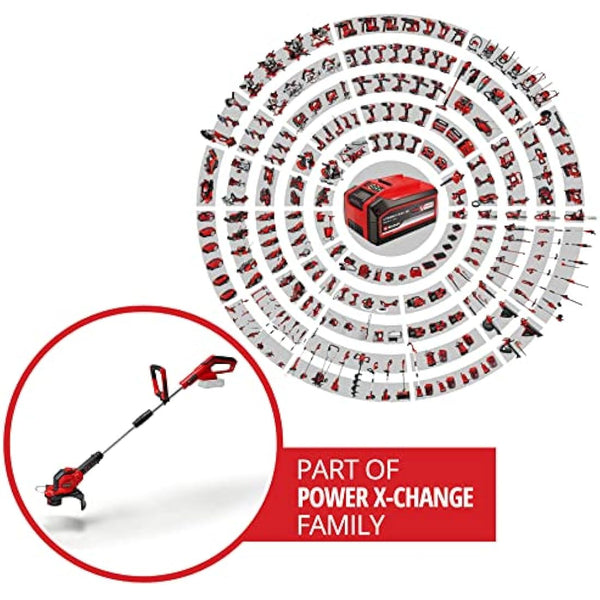 Einhell Power X-Change 18/28 Cordless Strimmer - 18V, 28cm Cutting Width, Battery Strimmer Cordless Grass Cutter and Lawn Edger With Auto Line-Feed - GE-CT 18/28 Li Solo (Battery Not Included)