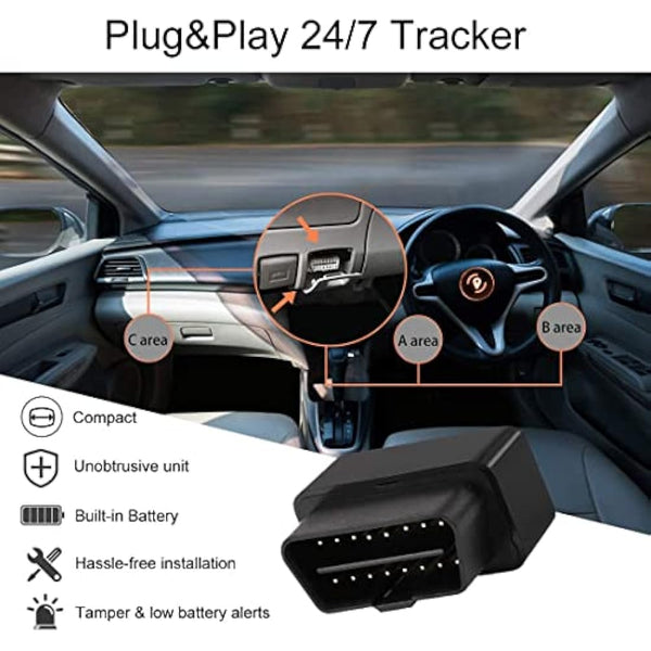 Amacam AM-T22 GPS Tracker - No Subscription Fees, 60-Second Install | 2G Real-Time Tracking & Anti-Theft | Under 10m Accuracy | Smartphone Alerts